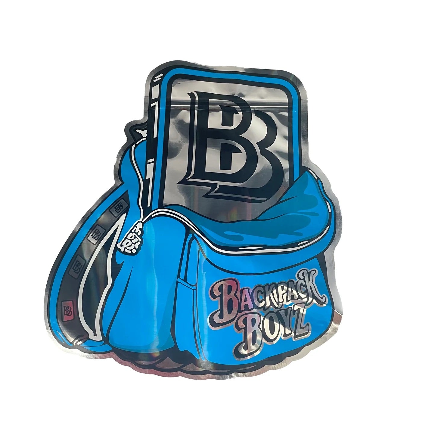 Backpack Boyz Blue Holographic 3.5G Die Cut Resealable Mylar Bags (Packaging Only)