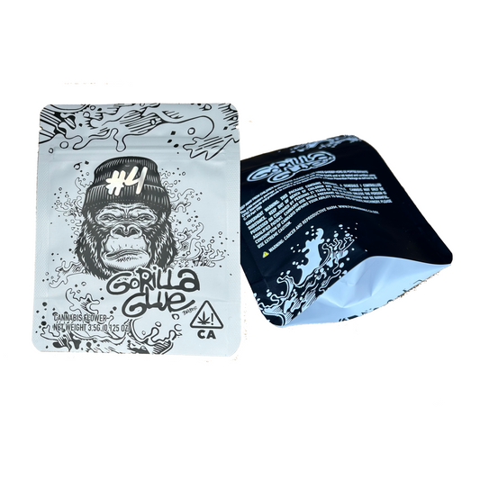 Gorilla Glue #4 Matte + Spot Holographic 3.5G Rectangular Resealable Mylar Bags (Packaging Only)