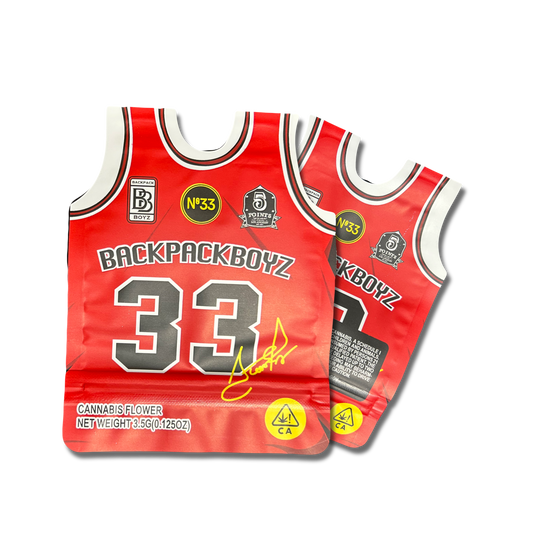 Backpack Boyz #33 Jersey Matte 3.5G Die Cut Resealable Mylar Bags (Packaging Only)