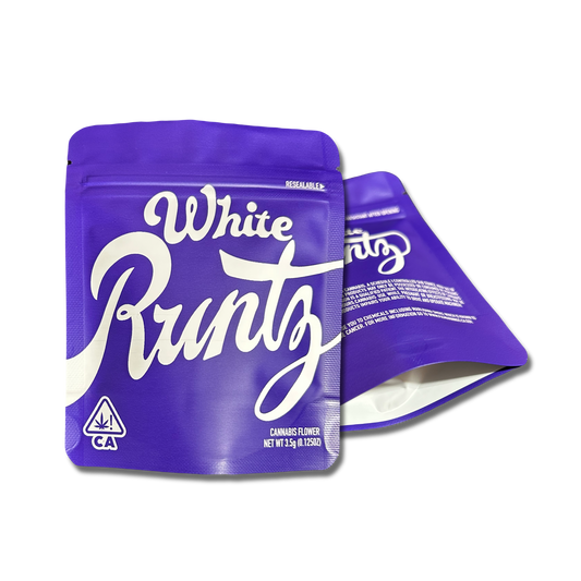 White Runtz Purple Matte 3.5G Resealable Mylar Bags (Packaging Only)