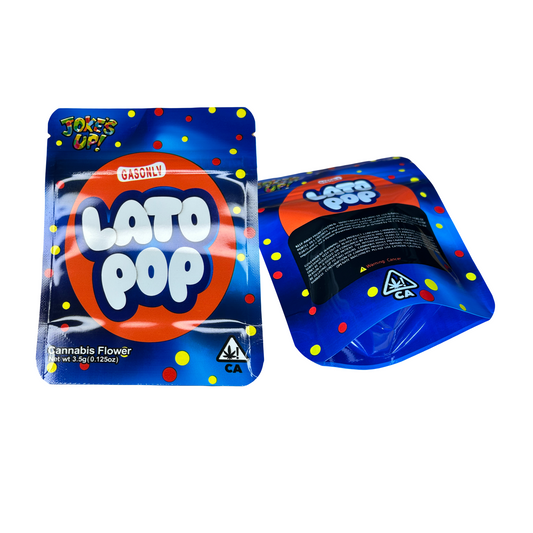 Jokes Up Lato Pop Gloss 3.5G Rectangular Resealable Mylar Bags (Packaging Only)